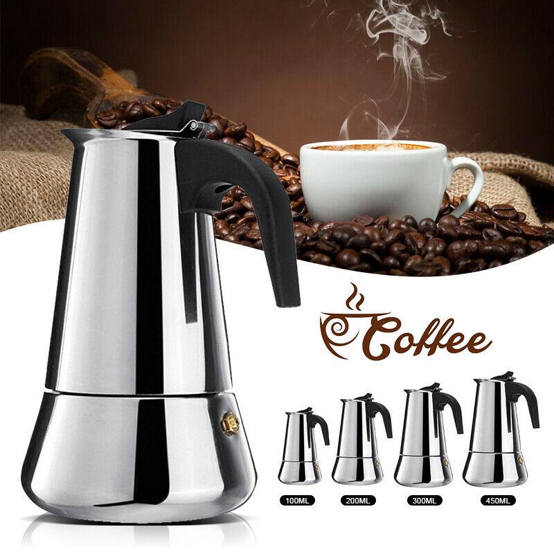 200/450ml Portable Espresso Coffee Maker Moka Pot Stainless Steel